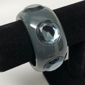 Gray Bracelet With Baby Blue/Gray Rhinestone